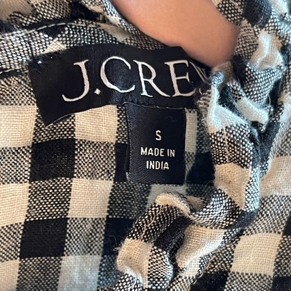 J. Crew 100% Linen Gingham Black and White Women's Fleur Top - Picture 3 of 6